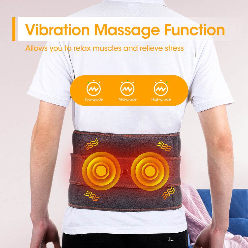 Adjustable Hot Compress Lumbar Massage Belt – Heated Back Brace for Pain Relief and Support - PTCCS