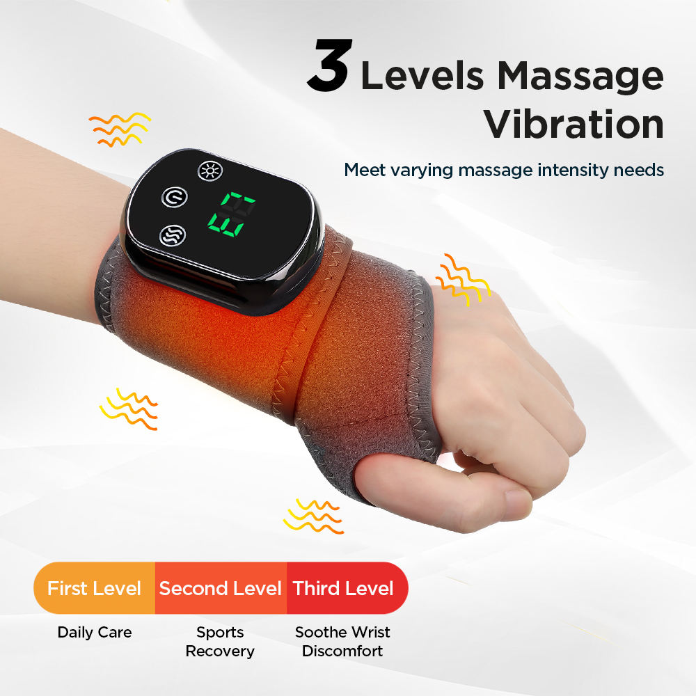 USB Rechargeable Electric Heating Wrist Wrap – Vibration Massage Belt for Hand & Wrist Pain Relief - PTCCS