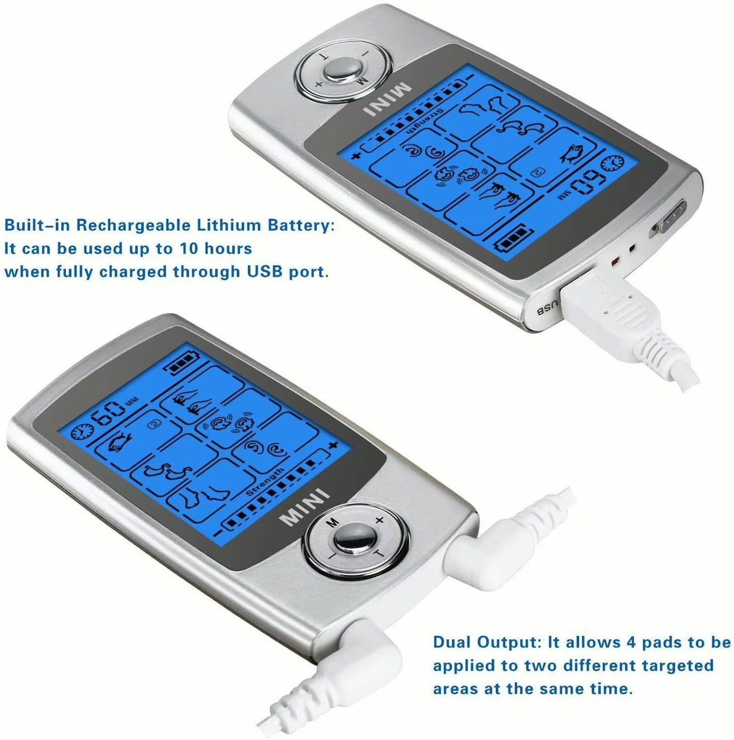 16-Mode TENS & EMS Muscle Stimulator – Rechargeable Pulse Massager for Back, Shoulder & Neck Pain Relief PTCCS