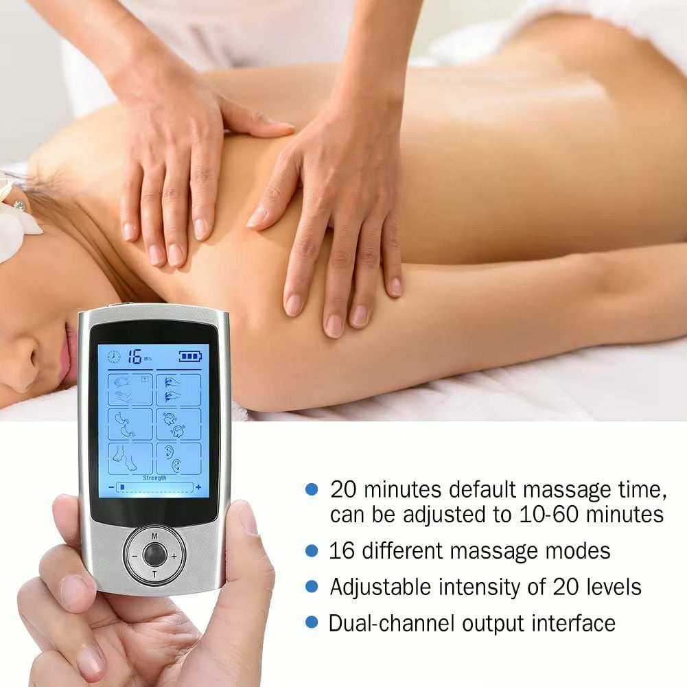 16-Mode TENS & EMS Muscle Stimulator – Rechargeable Pulse Massager for Back, Shoulder & Neck Pain Relief PTCCS
